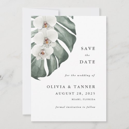 White Orchids Tropical Paradise Save the Date