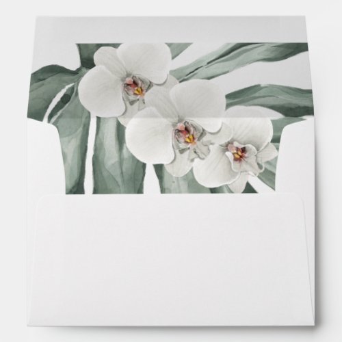 White Orchids Tropical with Return Address Envelope