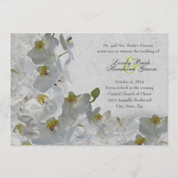 White Orchids Vintage Damask Wedding Invitation by RiverJude at Zazzle