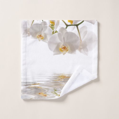 White Orchids Wash Cloth