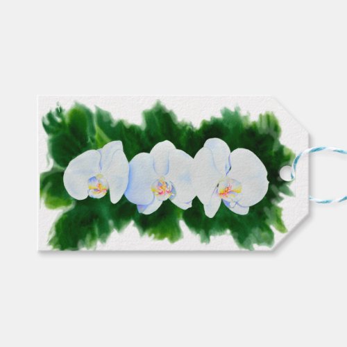 white orchids water color floral gift tags