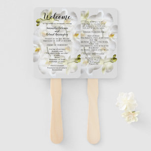 White Orchids Wedding Fan Program Template