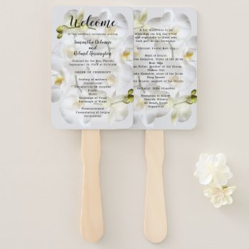 White Orchids Wedding Fan Program Template by sandpiperWedding at Zazzle