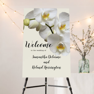 White Orchids Wedding Welcome Board