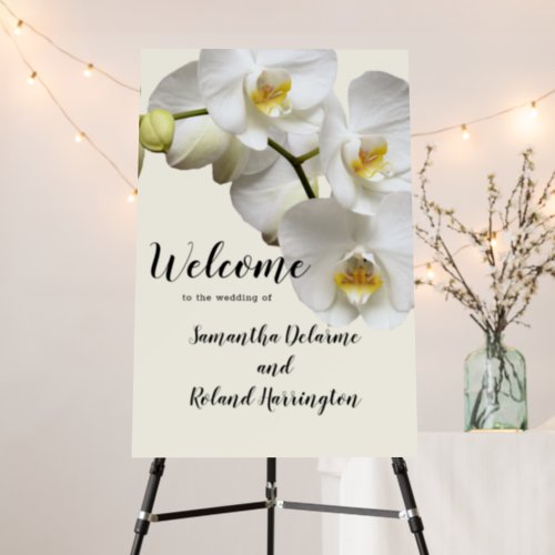 White Orchids Wedding Welcome Board 