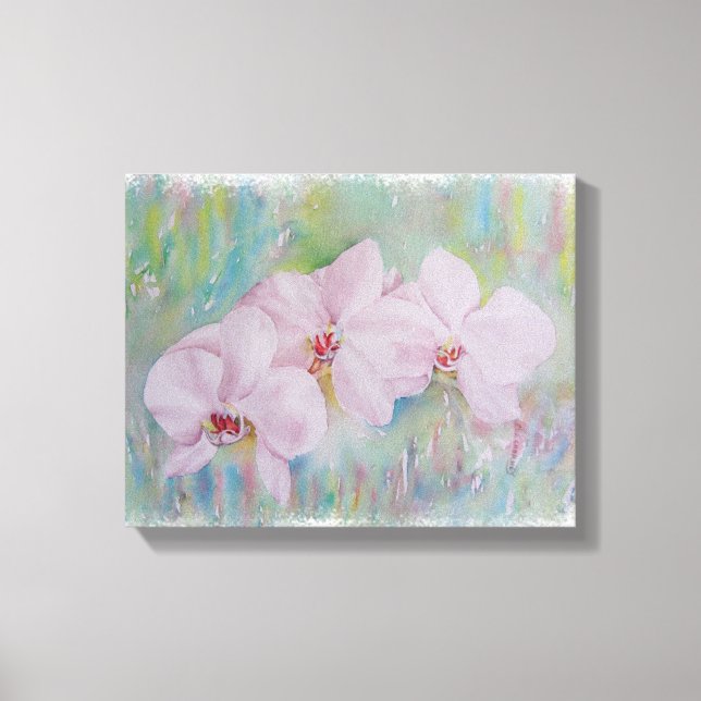 WHITE ORCHIDS WRAPPED CANVAS PAINTING PRINT (Front)