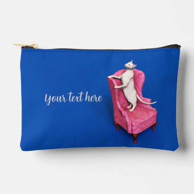 White oriental cat laptop sleeve accessory pouch (Front)