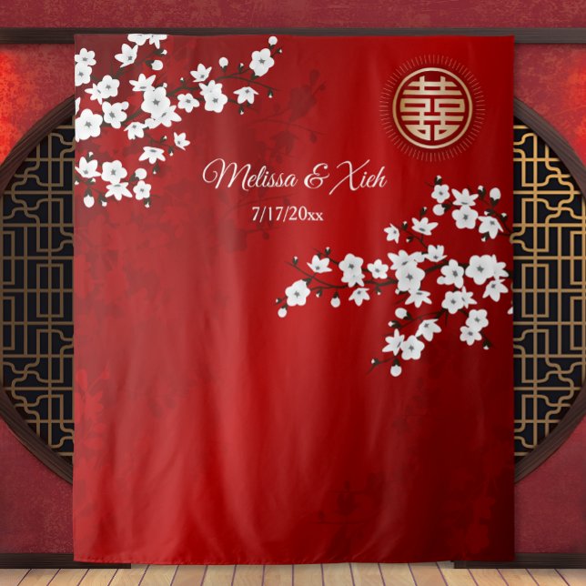 White Oriental Flower Re Chinese Wedding  Backdrop (Creator Uploaded)
