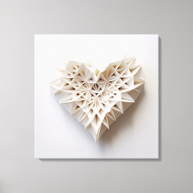 White origami heart canvas print (Front)
