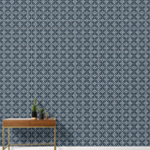 White Ornament on Dark Blue Pattern