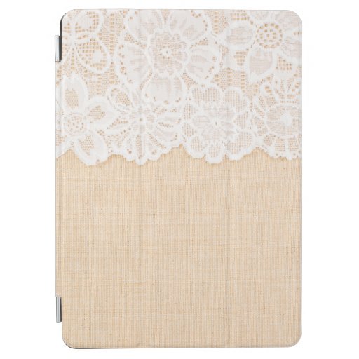 White Ornamental Lace over fabric design for borde iPad Air Cover