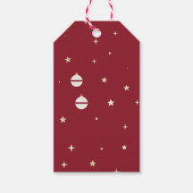 White Ornaments and Stars on Red