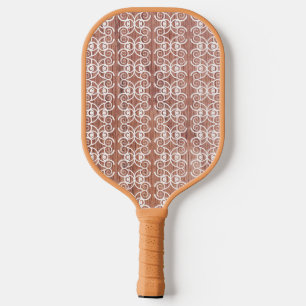 White Ornate Faux Wood Victorian Pickleball Paddle
