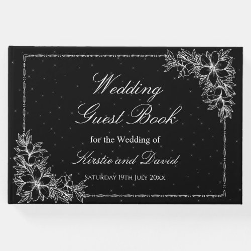 White Ornate Floral  Guest Book