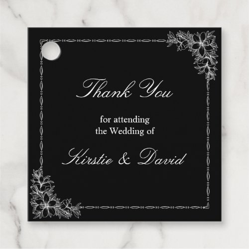 White Ornate Floral Wedding Favor Tags