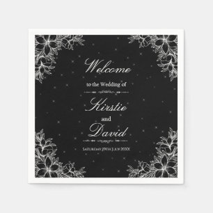 White Ornate Floral Wedding Napkins