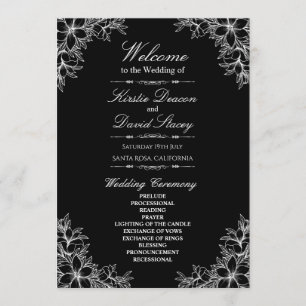 White Ornate Floral Wedding Program