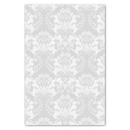 White Ornate Swirls Custom Light Gray Background Tissue Paper