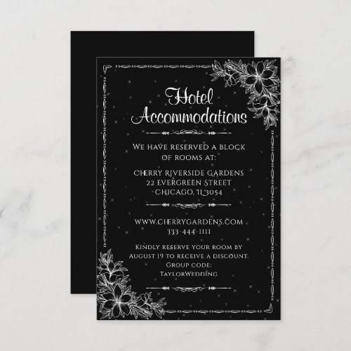 White Ornate Wedding Hotel Accommodation Enclosure Card