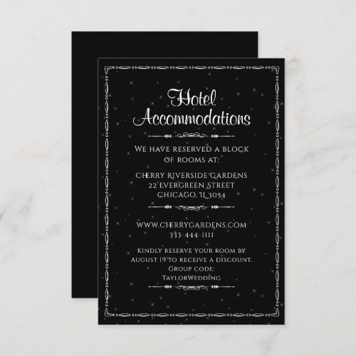 White Ornate Wedding Hotel Accommodation Enclosure Card