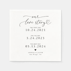 White Our Love Story Elegant Script Wedding Napkin