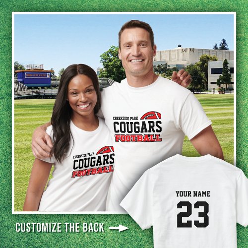 WHITE OUT Creekside Park Cougars Football name  T_Shirt