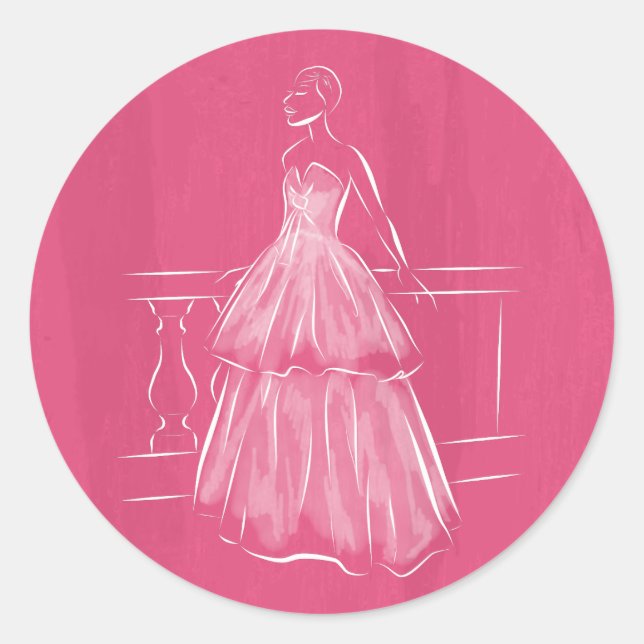 White Out Negative Space Gown Classic Round Sticker (Front)