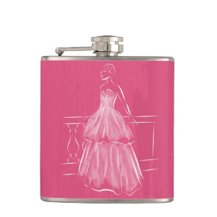 White Out Negative Space Gown Hip Flask