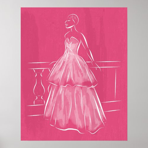 White Out Negative Space Gown Poster