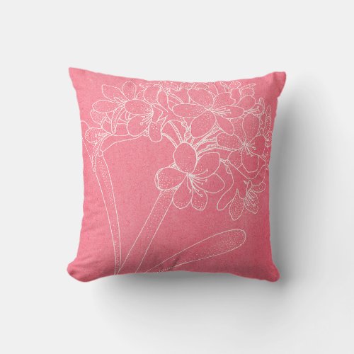 White Outline of a Large Flower on Pink Pillow