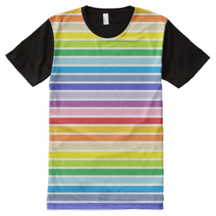 White Outlined Broader Spectrum Rainbow Stripes All-Over-Print T-Shirt
