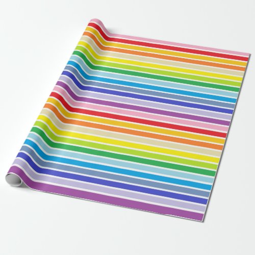 White Outlined Broader Spectrum Rainbow Stripes Wrapping Paper