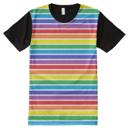 White Outlined Rainbow Stripes All-Over-Print Shirt