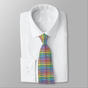 White Outlined Rainbow Weave Neck Tie