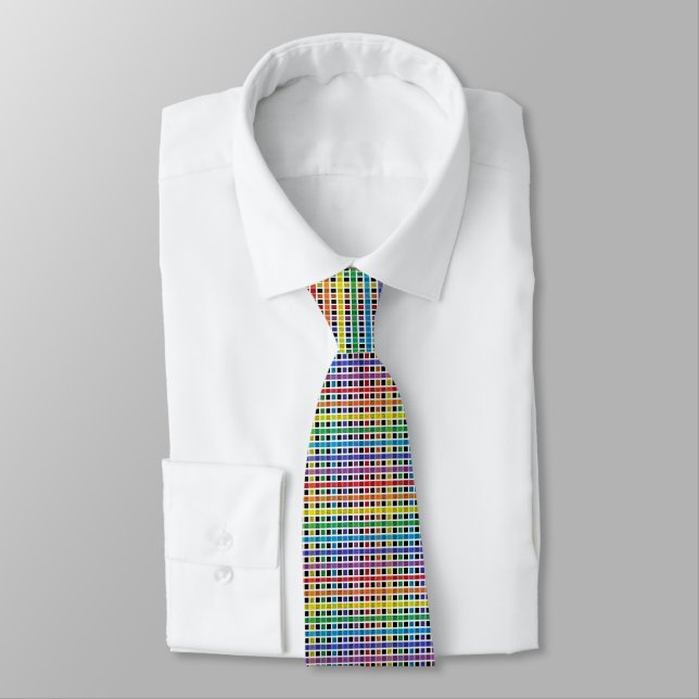 White Outlined Rainbow Weave Neck Tie (Tied)
