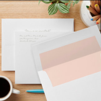 White Outside Pastel Peach Inside Wedding Envelope