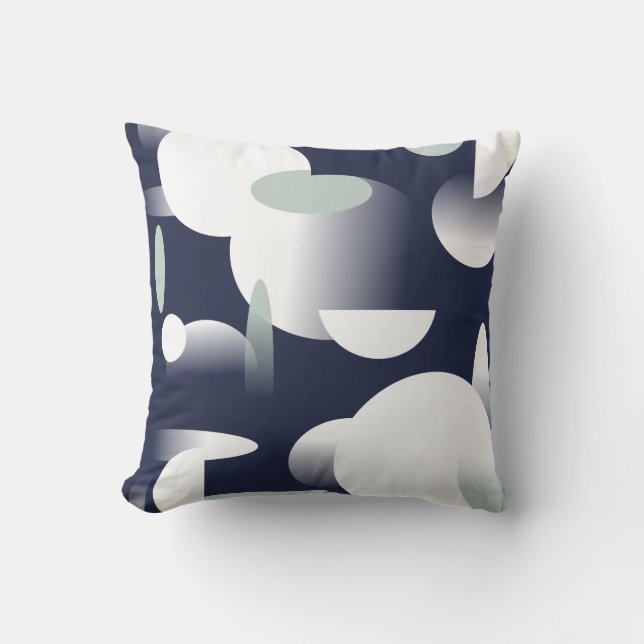 White Oval Circle Shapes Pattern Cushion Pillow (Front)