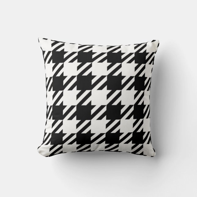 White over black Houndstooth pattern throw pillow (Front)