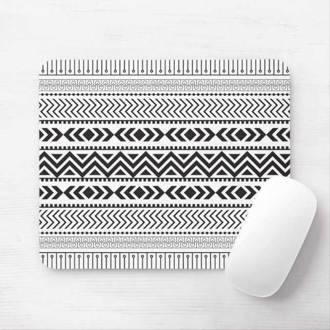 White over black modern pattern mouse pad (With Mouse)