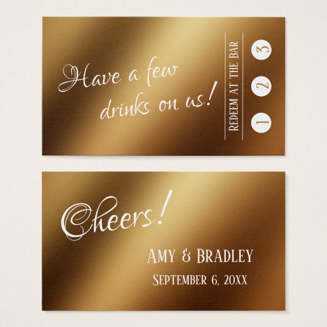 White Over Faux Gold, 3 Punch Drink Tickets (Front & Back)