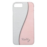White Over Pink Leather Look Iphone 8/7 Case at Zazzle