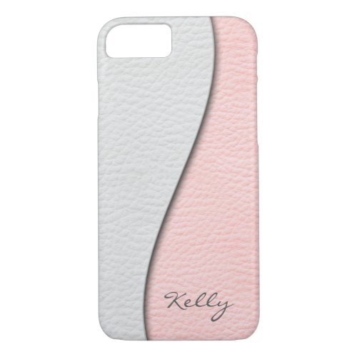 White Over Pink Leather Look iPhone 87 Case