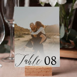 White overlay elegant calligraphy photo wedding table number<br><div class="desc">Modern elegant Simple black white romantic calligraphy wedding table overlay,  with a white overlay photo.</div>