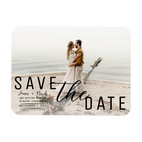  White Overlay Photo Save the Date Wedding Magnet