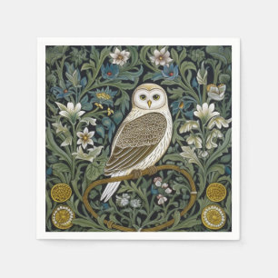 White owl art nouveau style napkins