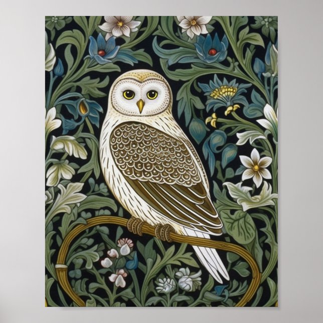 White owl art nouveau style poster (Front)
