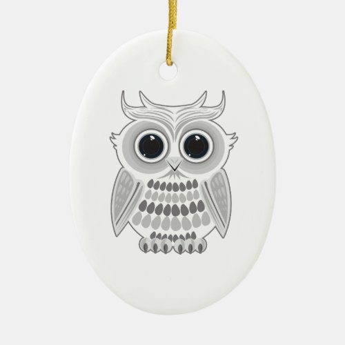White Owl Ceramic Ornament