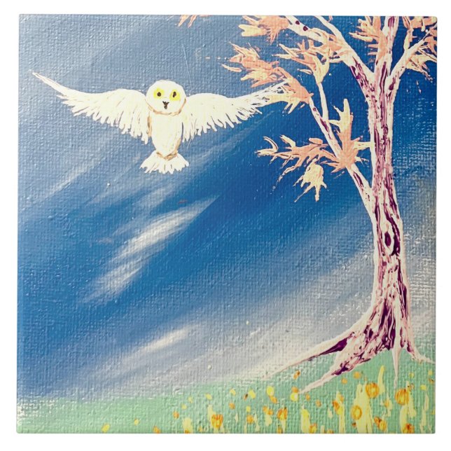 White Owl Ceramic Tile (Front)