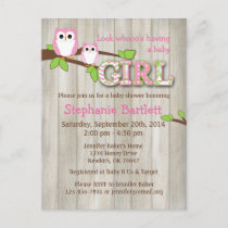 White Owl Chevron Baby Shower Invitation