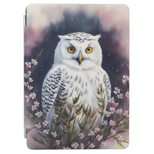 White Owl Floral Night Portrait iPad Air Cover